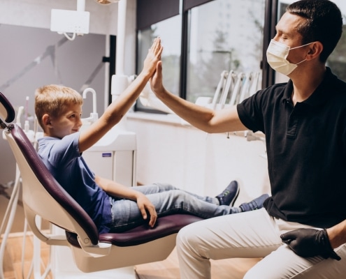 Little boy visiting the dentist