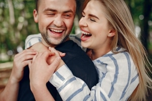 Couple smiling