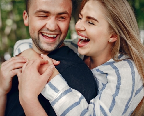 Couple smiling