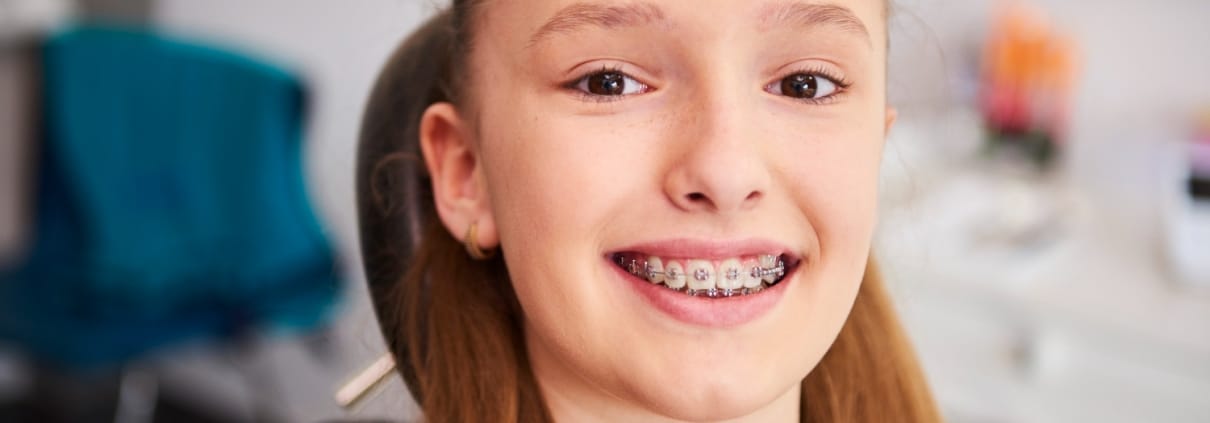 Braces on a young girl