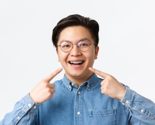 Young boy wearing braces