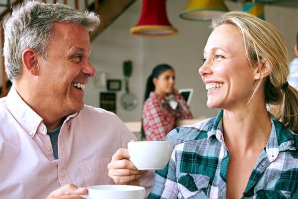 couple having coffee at a cafe
